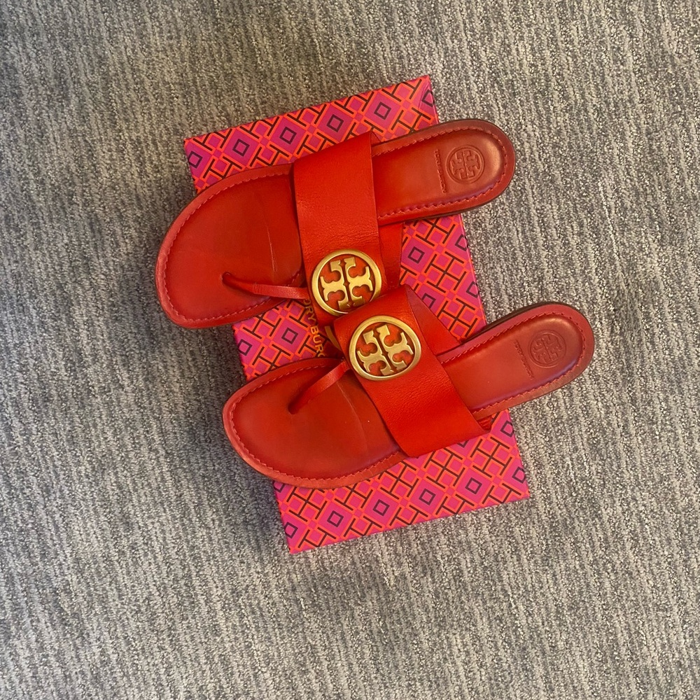 Tory Burch Vibrant Red Slide Sandals